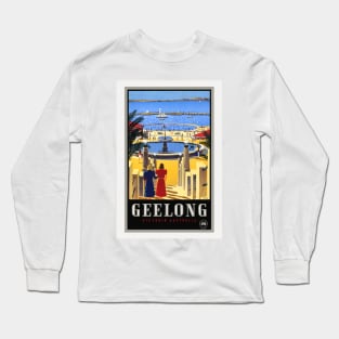 Geelong Australia Vintage Poster 1930 Long Sleeve T-Shirt